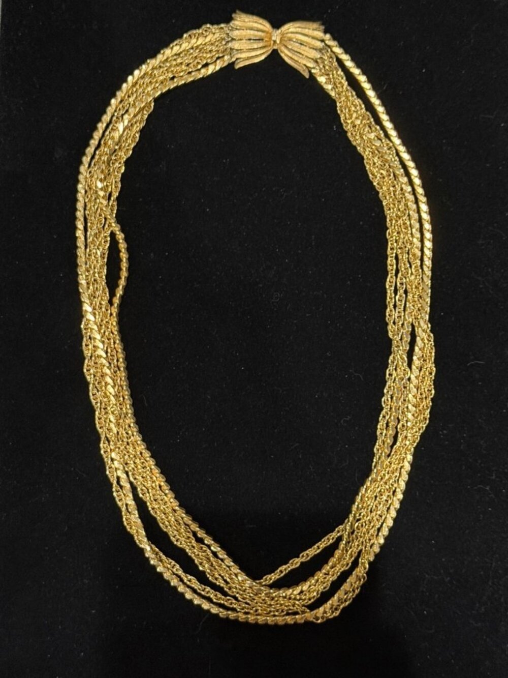 Vintage 1960s Trifari Signed Gold Tone 6 Strand Necklace